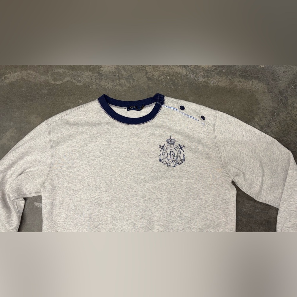 Polo by Ralph Lauren Gray and Blue Crew Neck Sweater - Picture 4 of 16
